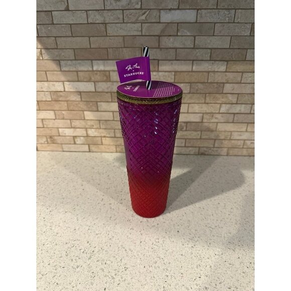 Starbucks "SHE x THIS” Shae Anthony Spring 2024 Jeweled Ombre Tumbler Venti 24oz - Picture 1 of 3